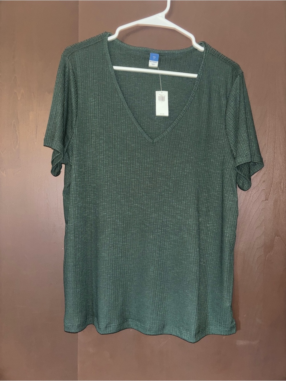 Old Navy Olive Ribbed V-Neck Short Sleeve Tee